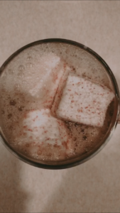 Overhead view of hot chocolate
