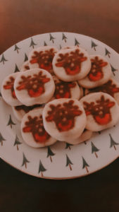 Reindeer sugar cookies on plate