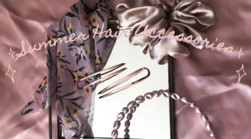 Trending various hair accessories on a backdrop for summer